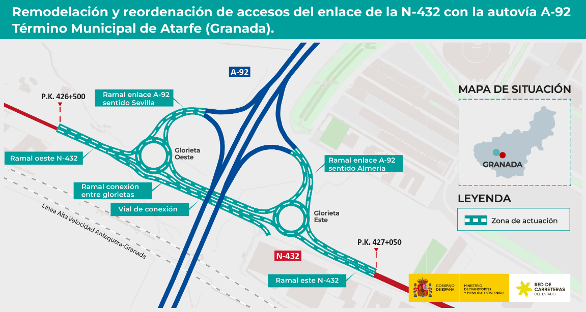 transportes-aprueba-el-proyecto-de-trazado-para-remodelar-el-enlace-de-la-n-432-con-la-a-92-en-atarfe