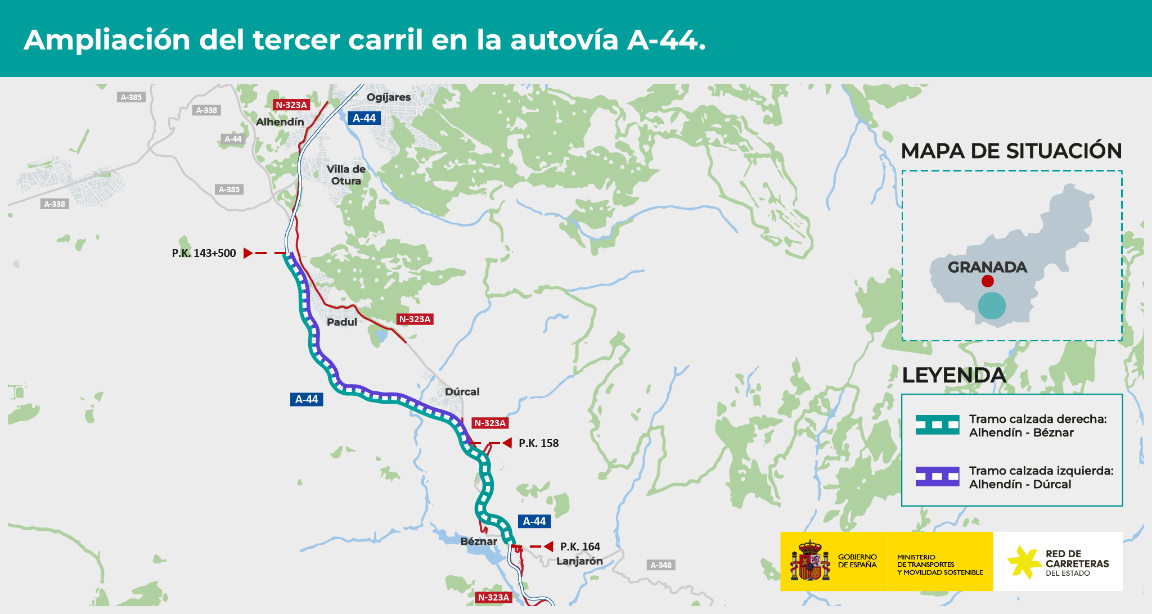 granada-el-gobierno-invertira-2635-millones-e-para-ampliar-a-tres-carriles-20-km-de-la-a-44-entre-alhendin-beznar-y-durcal