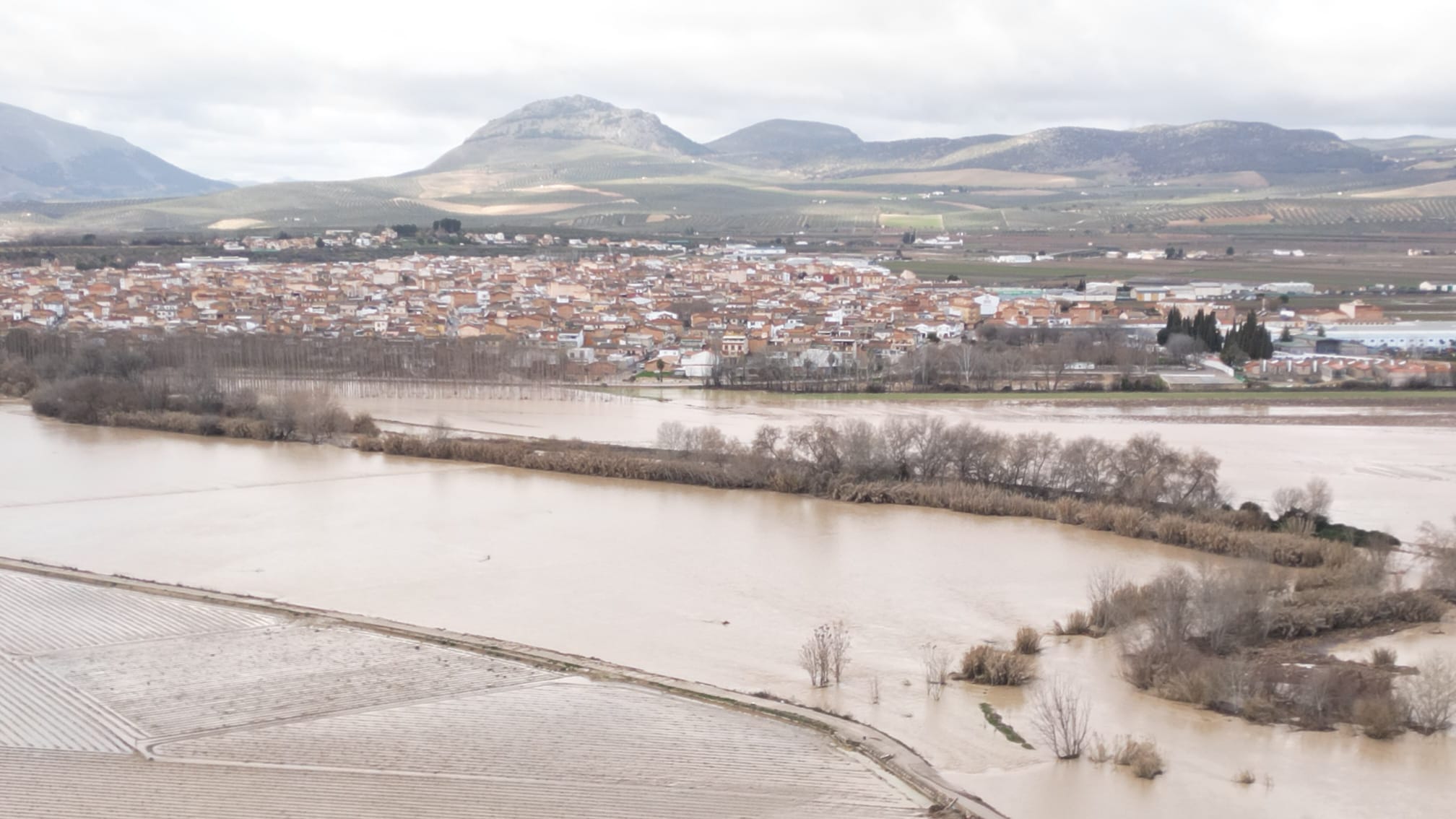 huetor-tajar-anegado-por-la-borrasca-leonardo-en-riesgo-la-campana-del-esparrago-y-decenas-de-viviendas-afectadas
