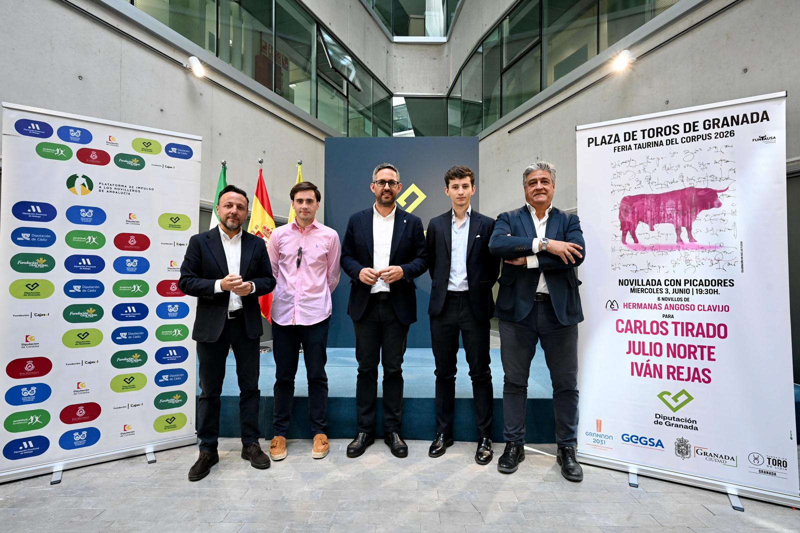 granada-diputacion-y-fundacion-toro-de-lidia-presentan-la-novillada-del-corpus-con-carlos-tirado-julio-norte-e-ivan-rejas-en-granada